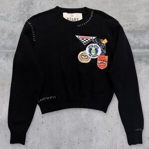 $179 Riley 1880 Vintage Patch Whipstitch Crew Neck Sweatshirt sz XS